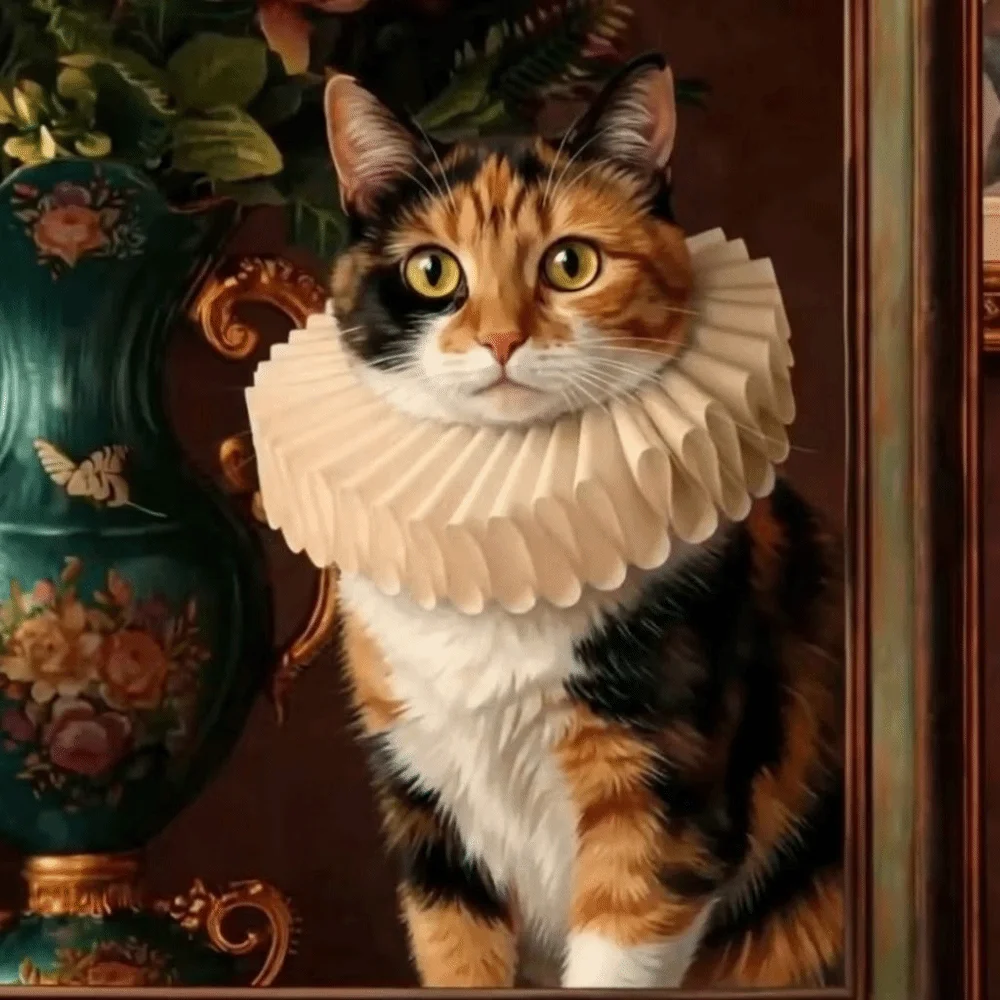 

Victorian Costume Detachable Neck Ruffled Pet Collar Vintage Chic Cat Collar Elegan Dog Ruff Collar Pet Accessory