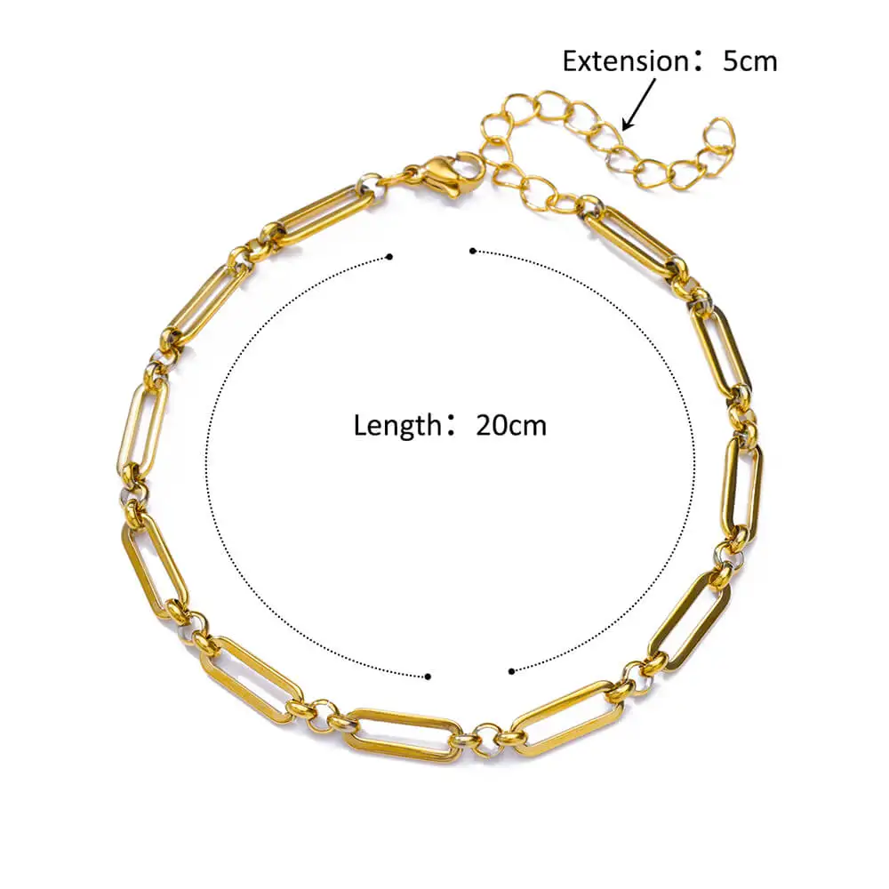 Pin Chain Ankle Bracelet for Women Gold Color Paperclip Anklet Waterproof Summer Anklets Stainless Steel Jewellery Accessories