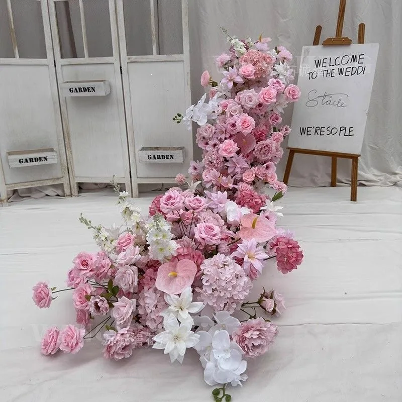 Table Flower Hotel Waterfall Proposal Beauty Chen Decoration Trailing Birthday Engagement Simulation Rose Wedding Waterfall Desk