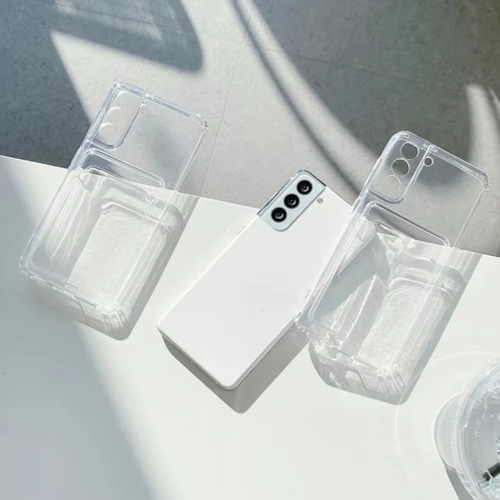 Clear Silicone Card Slot Holder Phone Case For Samsung S26 Ultra S25 Plus S24 FE S23 S22 Ultra Transparent Soft Photo Bag Cover view 4