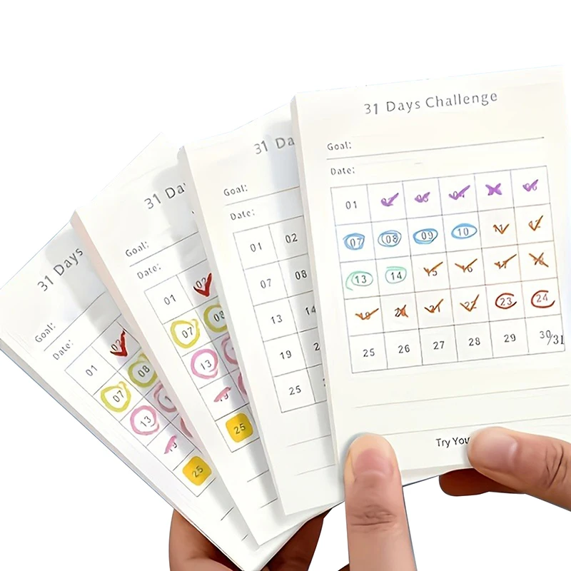 Mini Pocket 30 Days Planner Writing Pads, Self-adhesive Memo Pads with Daily Challenge Self-Discipline Checklist
