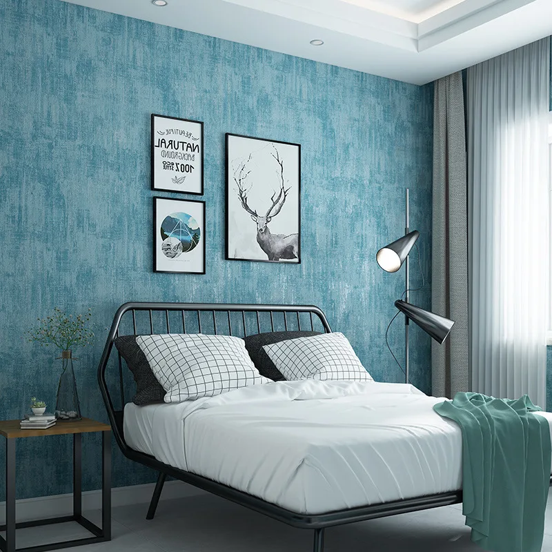 Scandinavian American Style Vintage Solid Color Thickened Non Woven Wallpaper for Living Room Bedroom Foreign Trade Cross Border