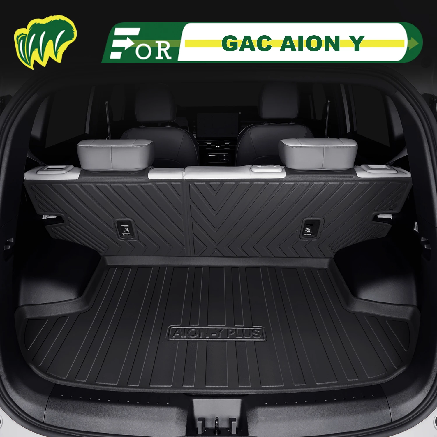

For GAC AION Y Plus 2021-2025 TPE Custom Fit Car Trunk Mat All Season Cargo Mat 3D Shaped Trunk Liner Chair-back Mat