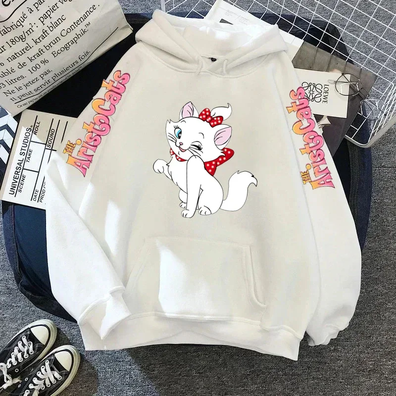 The Aristocats Marie Cat Cartoon Anime Printing Woman Clothing Hoodies Spring and Autumn Y2k Disney Woman Long Sleeve Clothes