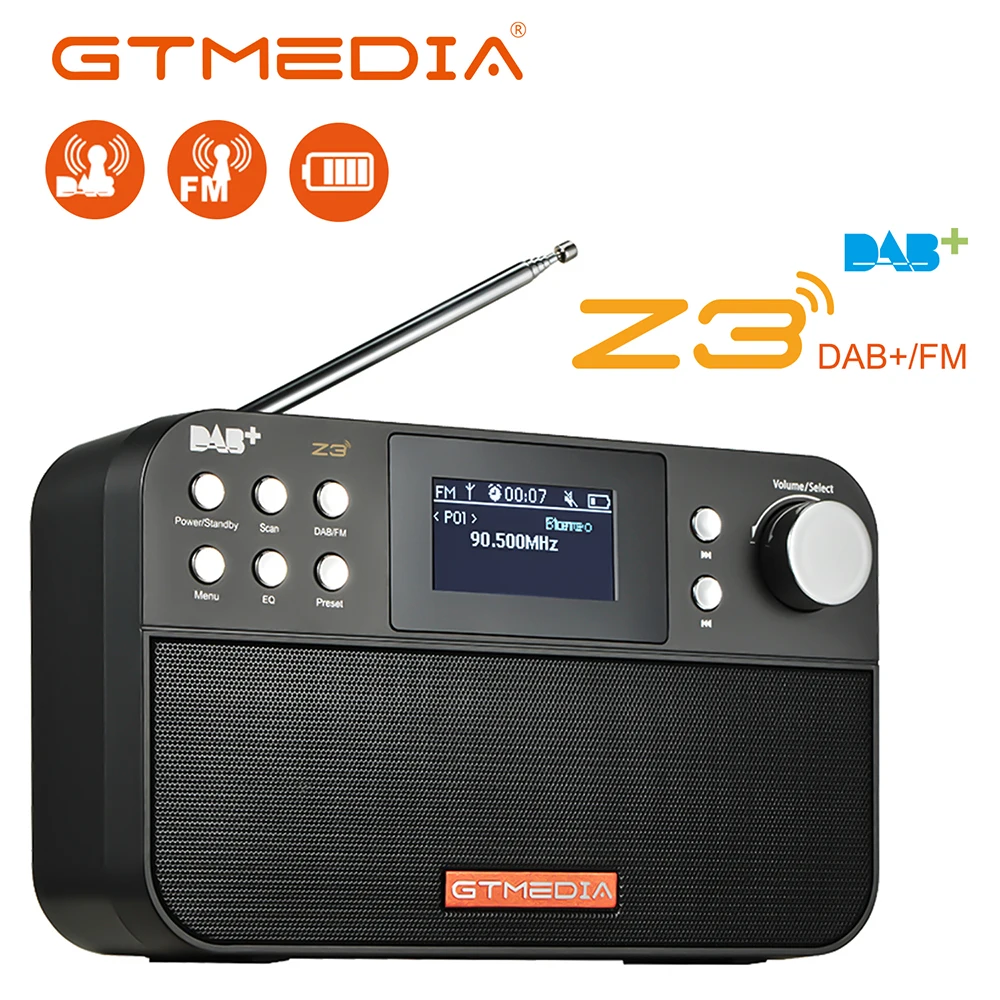 GTMEDIA Z3/Z3B Portable Digital DAB Stereo/RDS Multiband Radio Speaker TFT Monochrome/Color LCD Display Radio Receiver