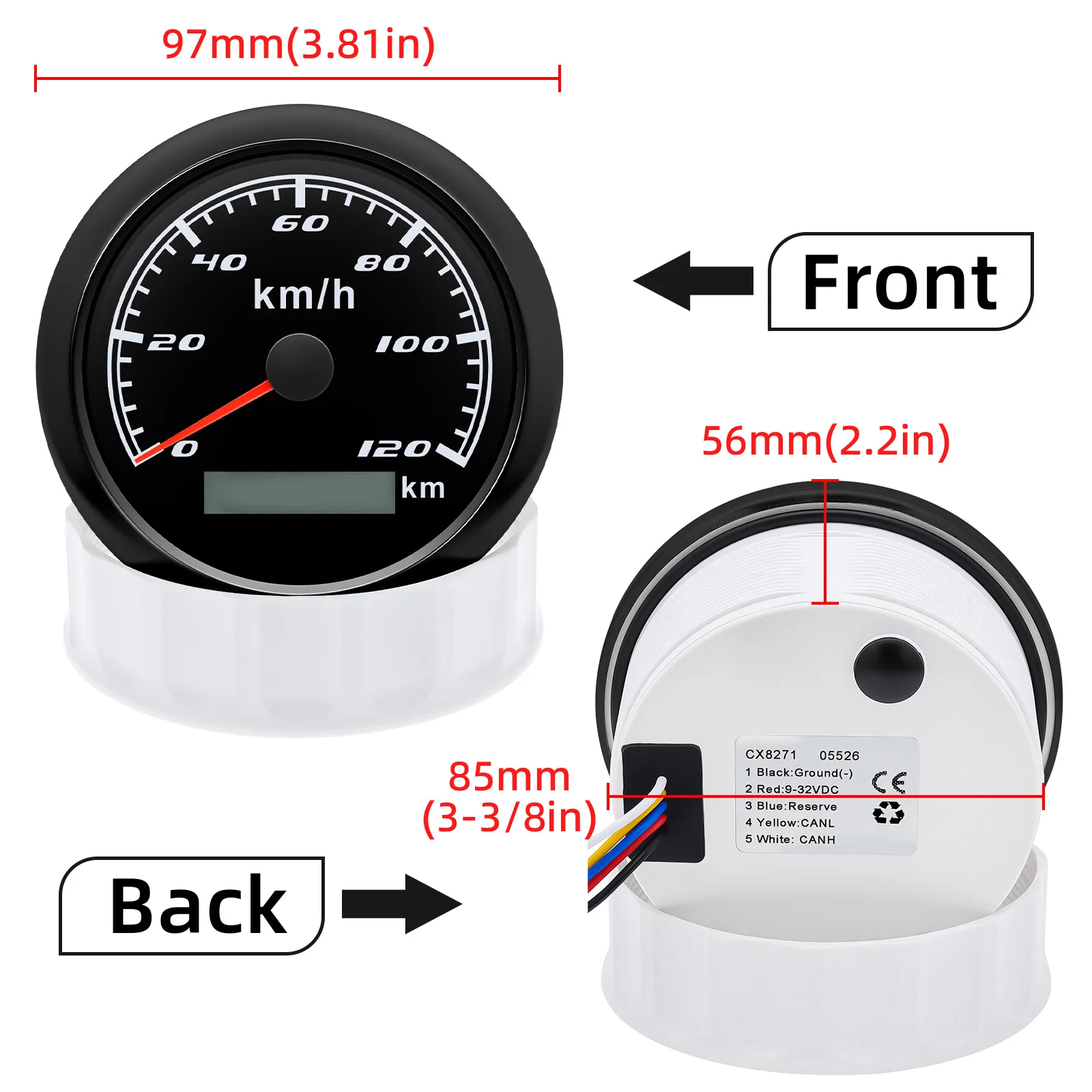 ZMFJH 85MM Speedometer Gauge 0-120KMH,0-200KMH CANBUS Speedometer for Trucks/Car/Auto/Vehicles Waterproof IP67
