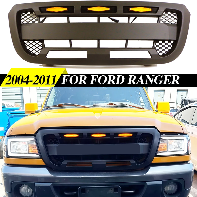 

Front Grill W/Lights Fits For Ford Ranger 2004-2011 Upper Racing Grill