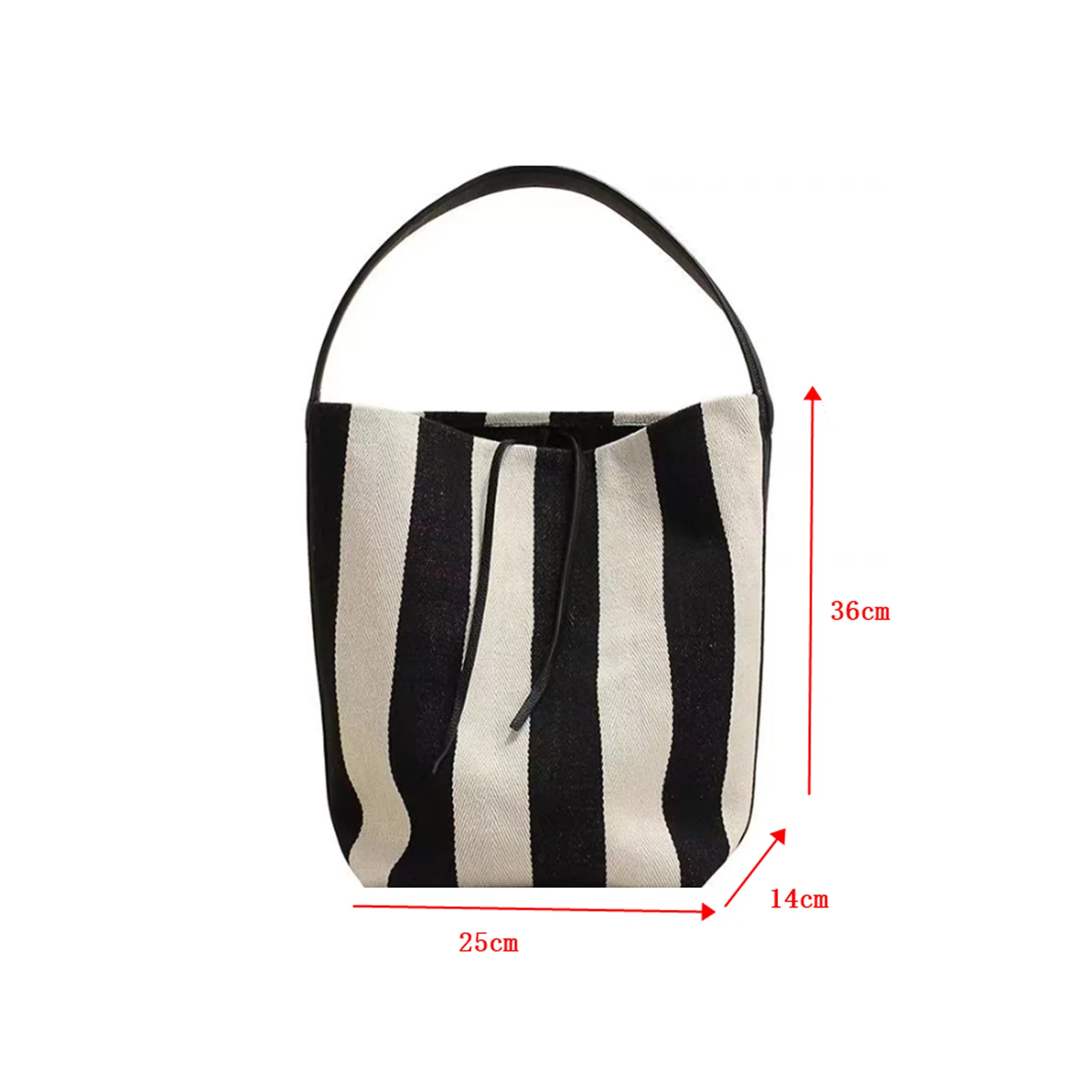 New Stripe Wide Shoulder Canvas Tote Bag Women\'s Large Capacity Casual Simple Commuting Single Shoulder Bucket Bag Versatil