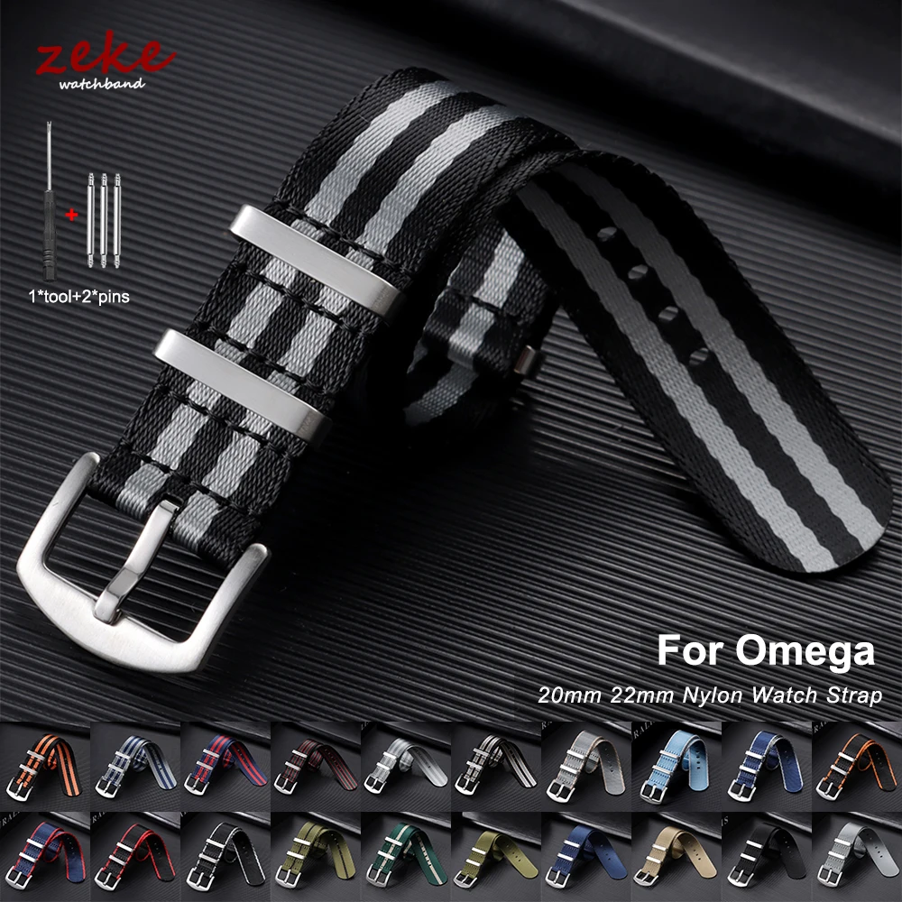 20 mm Nylon-Uhrenarmband, 22 mm, für Omega Militray Sportuhrenarmband, bequeme, weiche Armbänder für Herren und Damen, Ersatzarmband