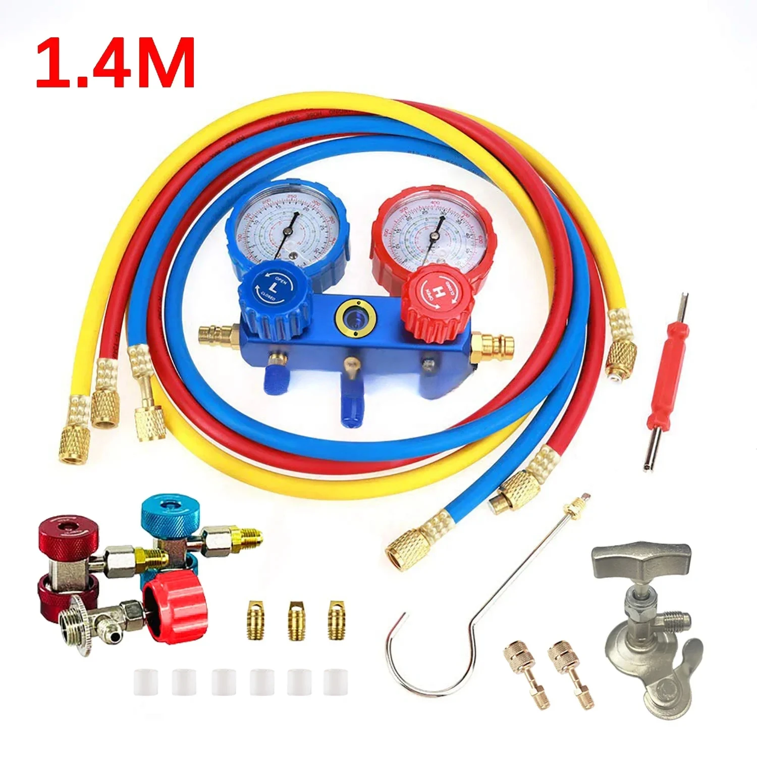 Conditioning Pressure Manifold Gauge Hose Kit for R22 R-410A R-134a R-404A Refrigerant Pressure Gauge