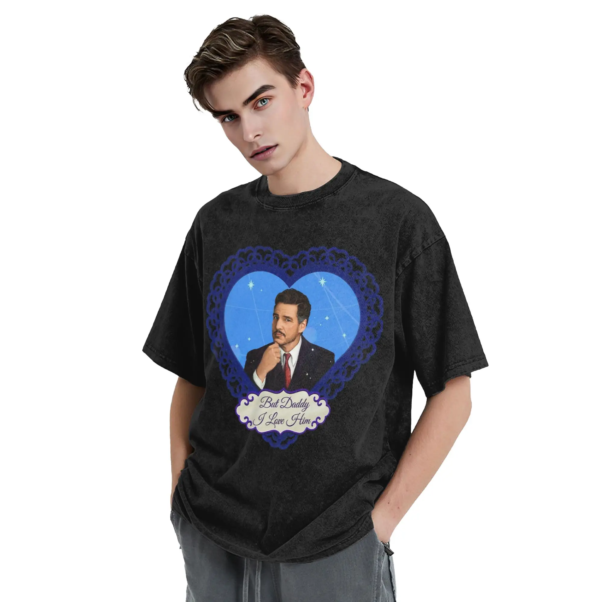 الممثل بيدرو باسكال غسلها تي شيرت الشارع الشهير الهيب هوب خمر تي شيرت تيز الرجال النساء قصيرة الأكمام الصيف المعتاد