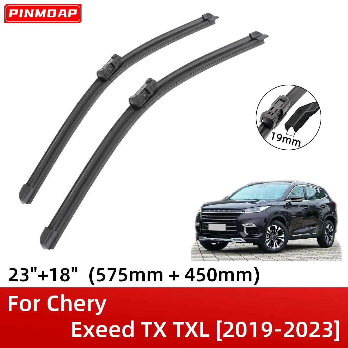 

For Chery Exeed TX TXL 2019-2023 23"+18" Front Windshield Wiper Blades Brushes Cutter Accessories 2019 2020 2021 2022 2023