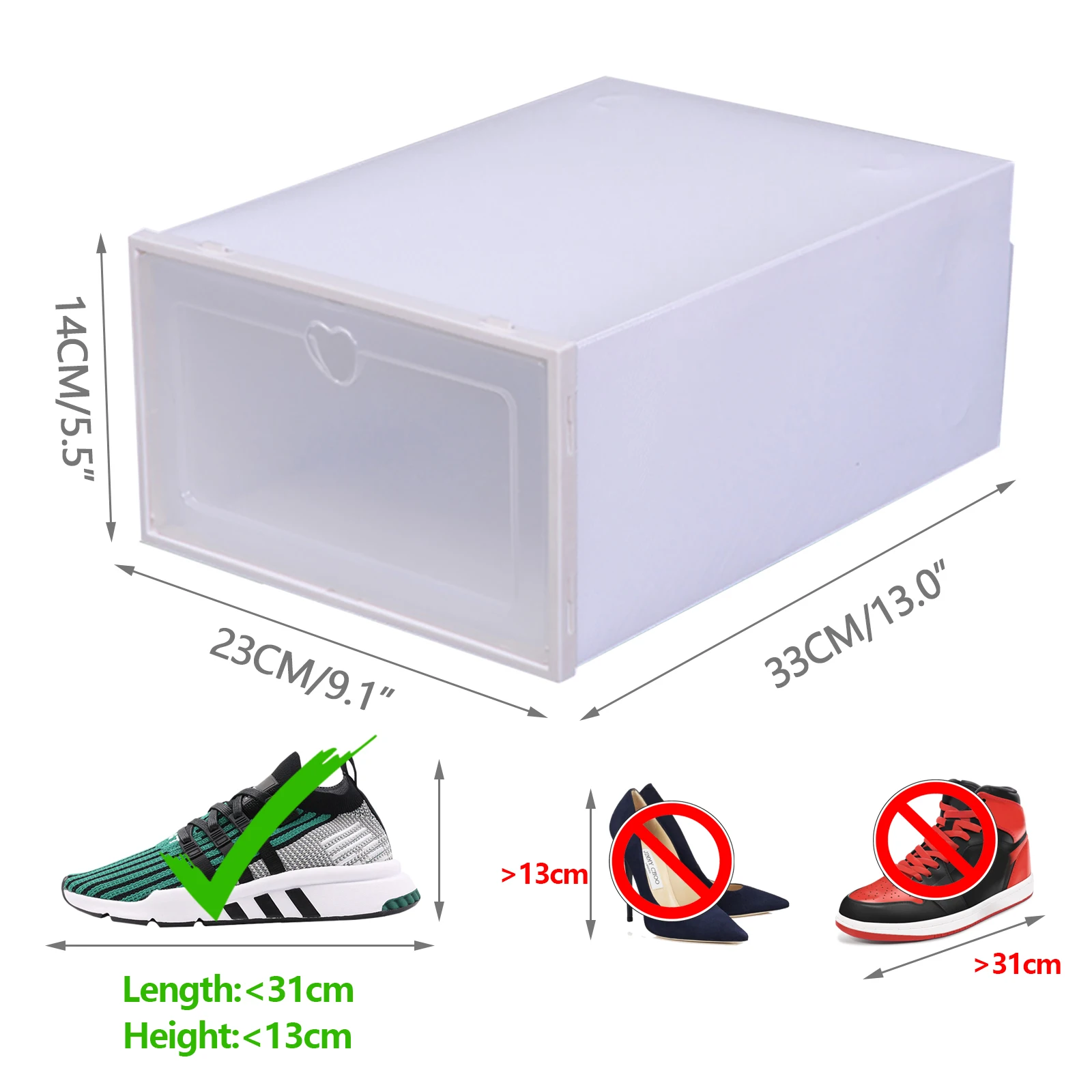 Stackable Shoe Storage Boxes with Side Flap Door, 20 Pack Transparent Shoe Organizer for Closet, Large Plastic Shoe Container