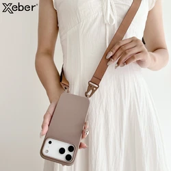 Crossbody Necklace Strap Lanyard Matte Silicone Case For iPhone 17 16 15 14 Pro Max 11 12 13 XR X XS 8 Plus SE Shockproof Cover