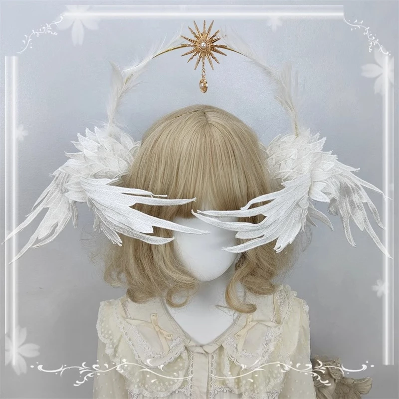 Handmade Angel Wings Feather Hair Hoop Black and White Double Color Extra Large Wings Photography Fashion Show Photography