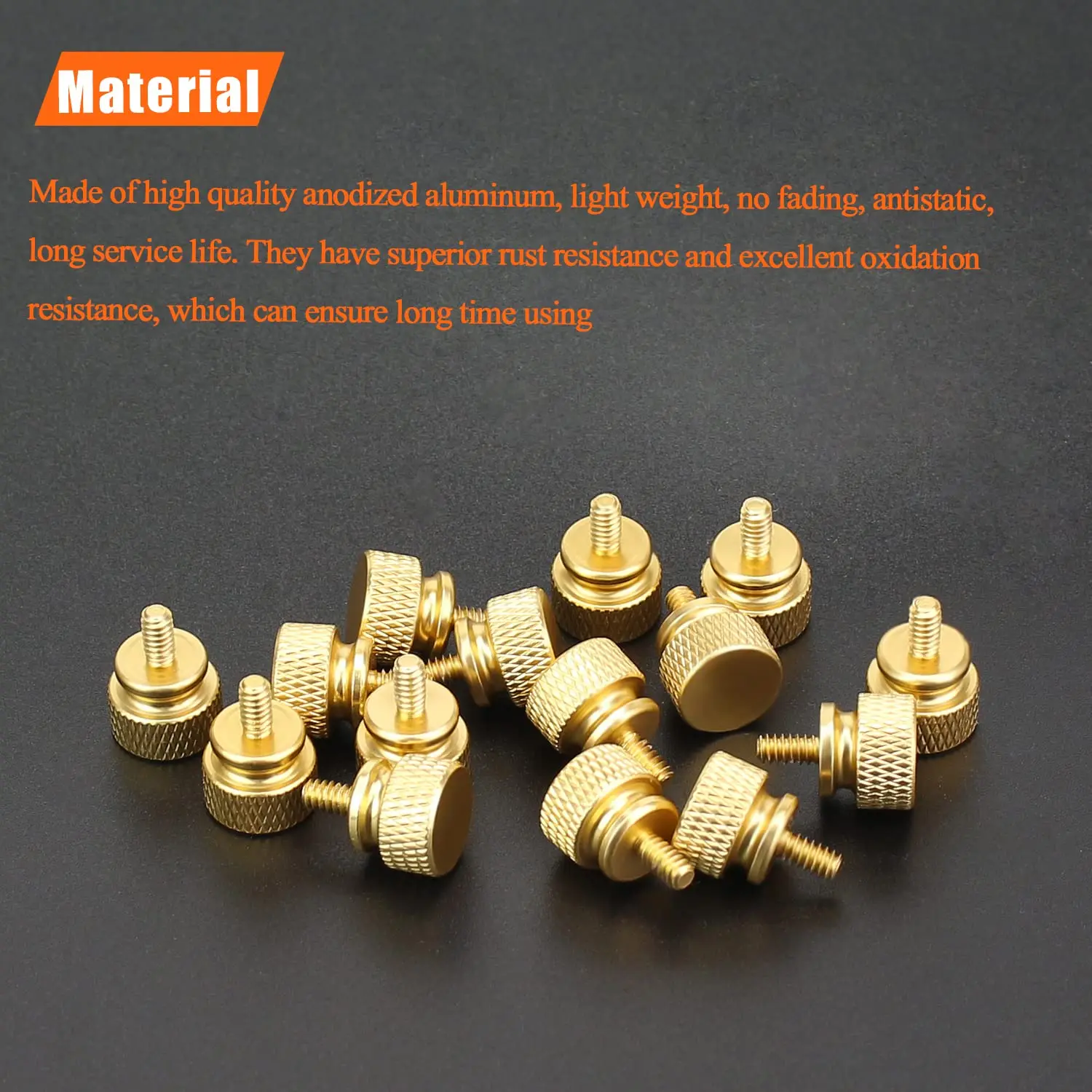 2~1000pcs 6#-32*6.5mm Gold Color Anodized Aluminum Computer Case Thumb Screws for Computer Case/Cover/Power Supply/Hard Drives
