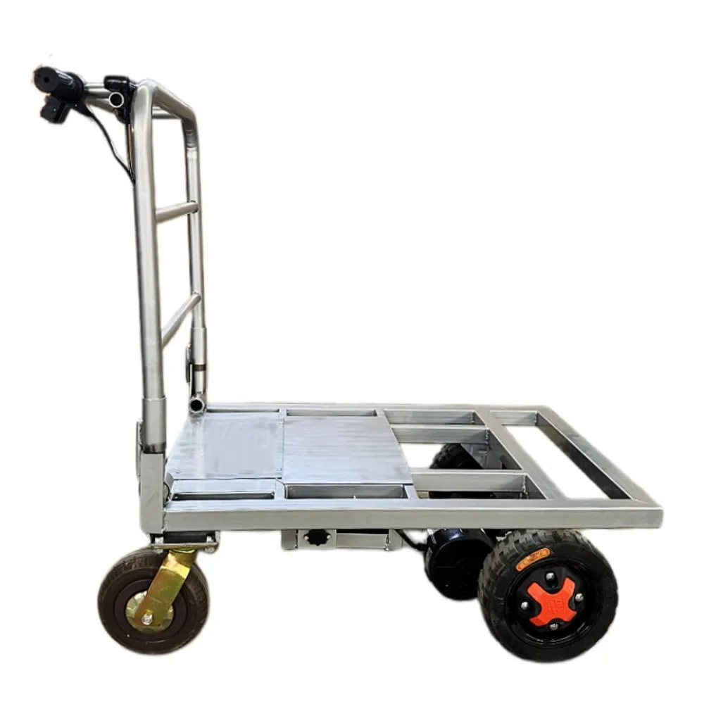 

Electric flatbed trolley for pulling tiles, sand, cement transporter, decoration into the elevator, foldable trolley