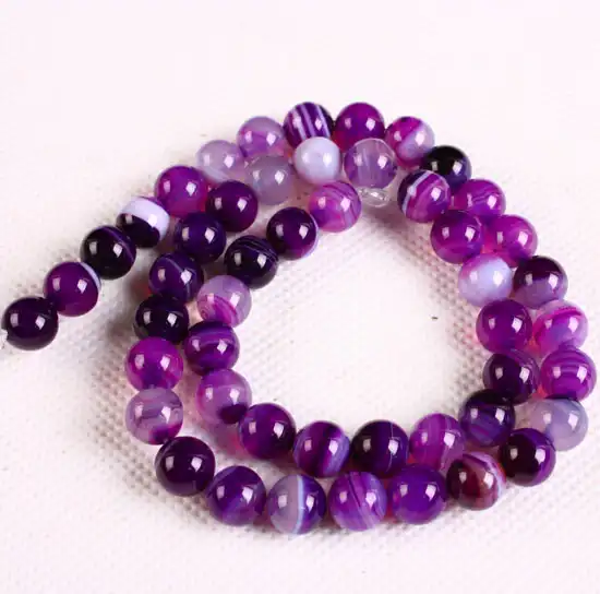 

15"/Strand 8mm Purple Stripes Agate Stone Loose Spacer Beads For Jewelry Making DIY Necklace Bracelet Accessories