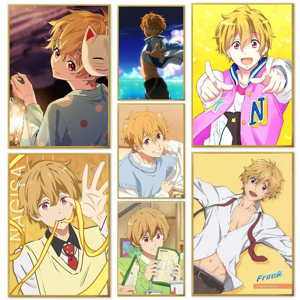 Hazuki Nagisa Anime F-Free Eternal S-Summer Poster Art Sticky Wall Waterproof Home Living Room Bedroom Bar Aesthetic Decoration