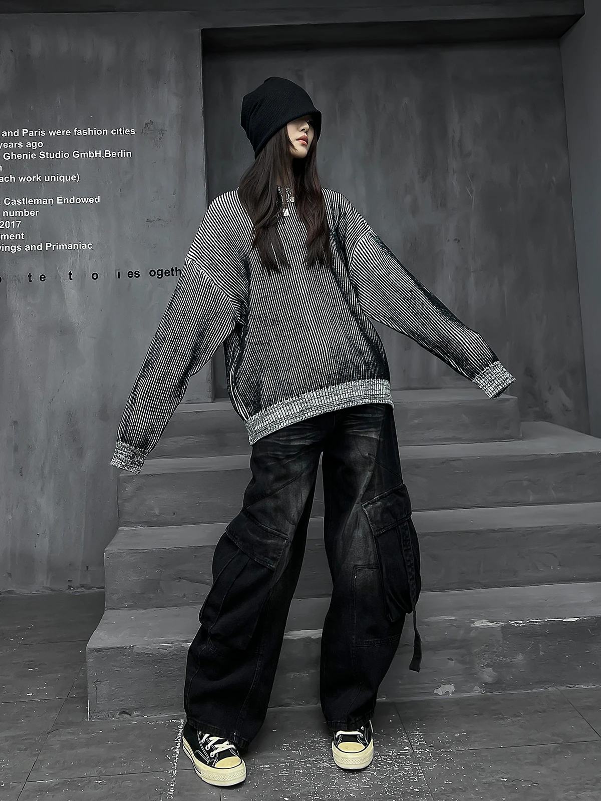 

Модный комплект M-Home: Стильный образ для девушек, весна 2026 – вязаный свитер и джинсовые брюки, комплект из двух предметов в уличном стиле