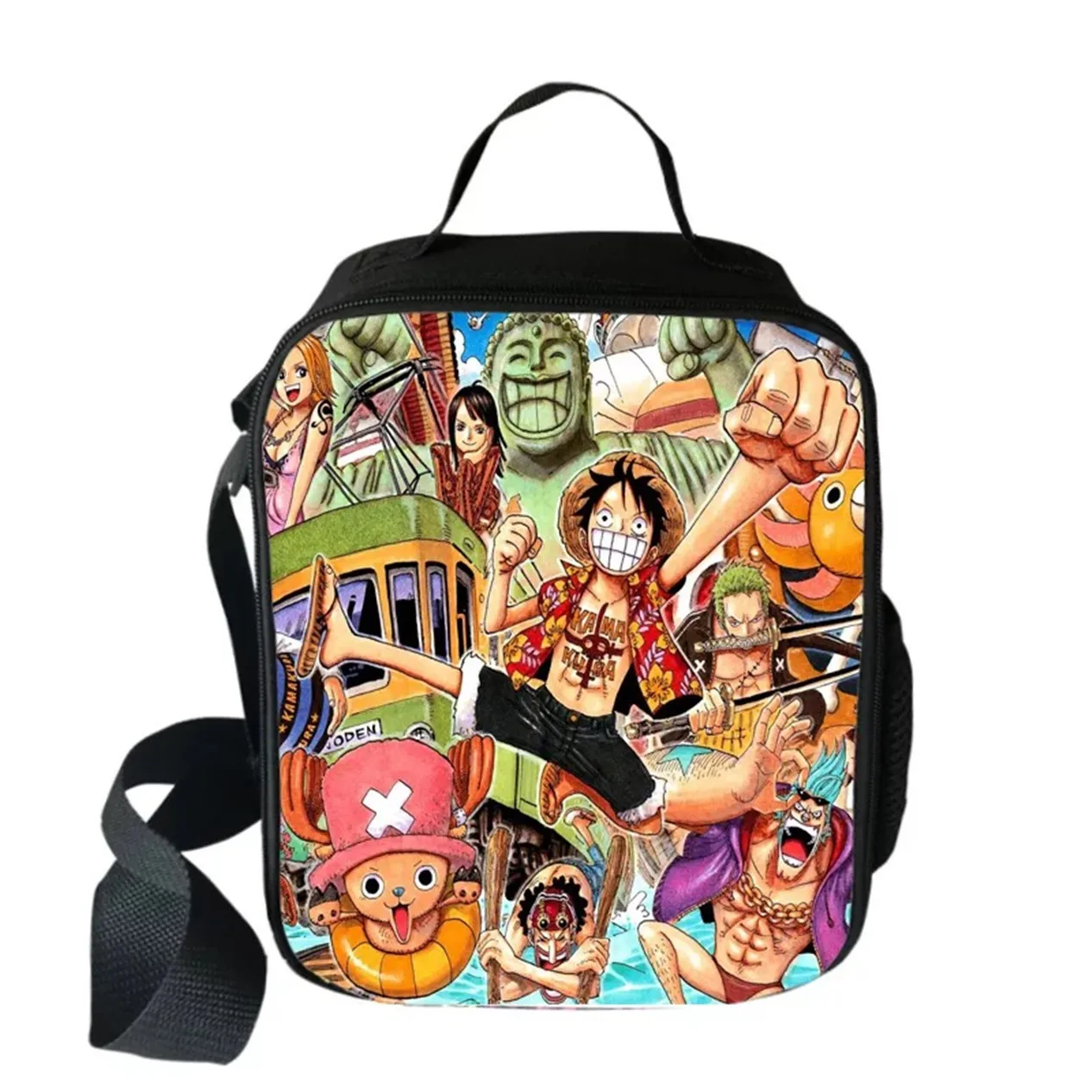 

Little Kid Canvas Daypack Insulated and Waterproof Lunch Boxes,Anime Picnic Bag Cooler Bag One Piece Lunch Tote for Boy,Girl