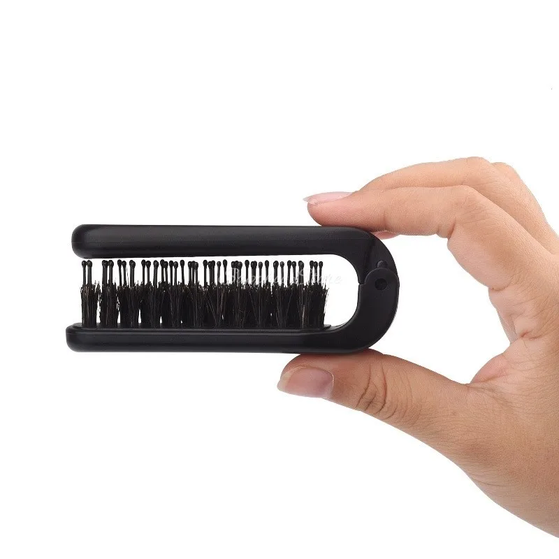 2025 Mini Boar Bristle Hair Comb Folding Bristle Beard Brush For Travel Portable Pocket Dual-use Beard & Mustache Brush For Men