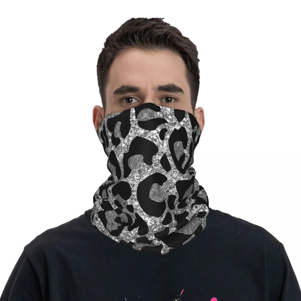 Black Leopard Print Balaclava Hunting Fishing Animal Bicycle Mask Windproof Breathable Tactical Mask Spring Cool Neck Gaiter