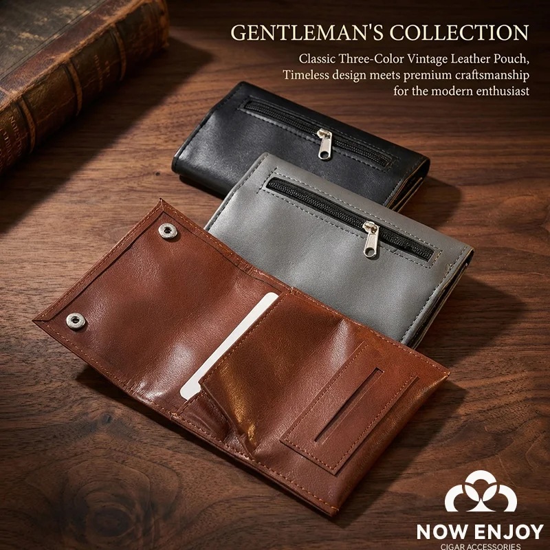

NOW ENJOY 2026 NOW PU Leather Tobacco Pouch Case Bag Smoking Paper Holder Case Wallet Bag Portable Tobacco Storage Bag