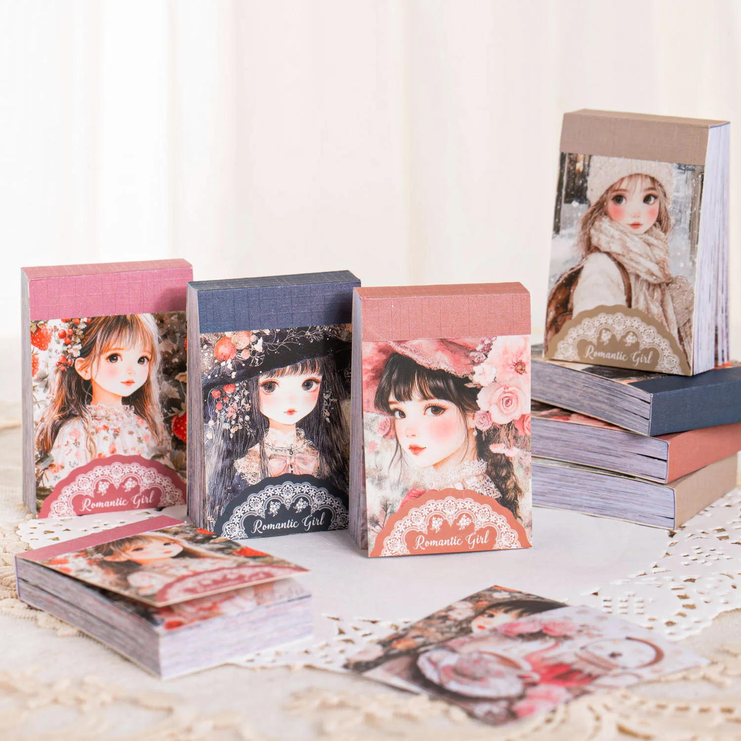 

50pcs/1lot Memo Pads Material Paper Romantic Girl Junk Journal Scrapbooking Retro Background Decoration