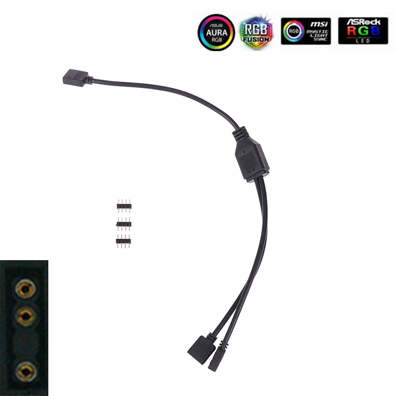 5V 3-Pin 12V 4-Pin ARGB Splitter Connector Extension Cable for PC Computer Fan Motherboard AURA RGB LED Strip