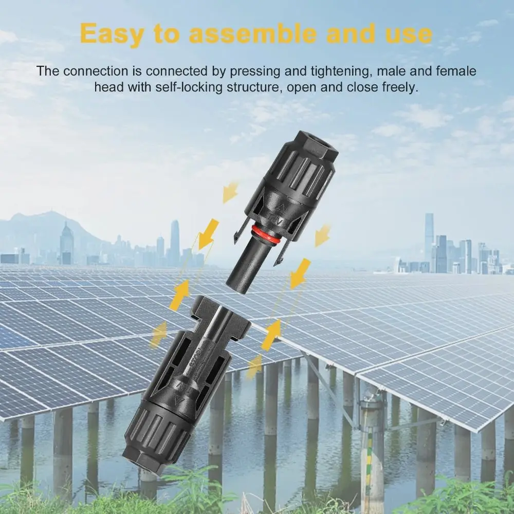 

5 Pairs Waterproof Solar Connectors with 2pcs Spanner Black Solar Panel Connector Professional Accessories Solar PV Connector