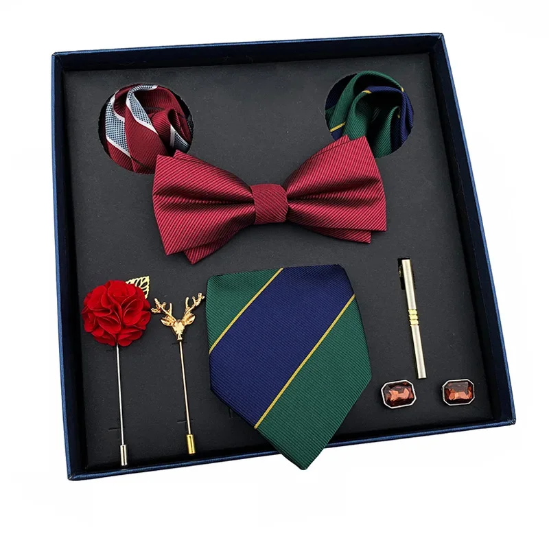 

New Men's Tie Light Luxury Gift Box Wedding Tie Pocket Towel Brooch Cuff Father's Day