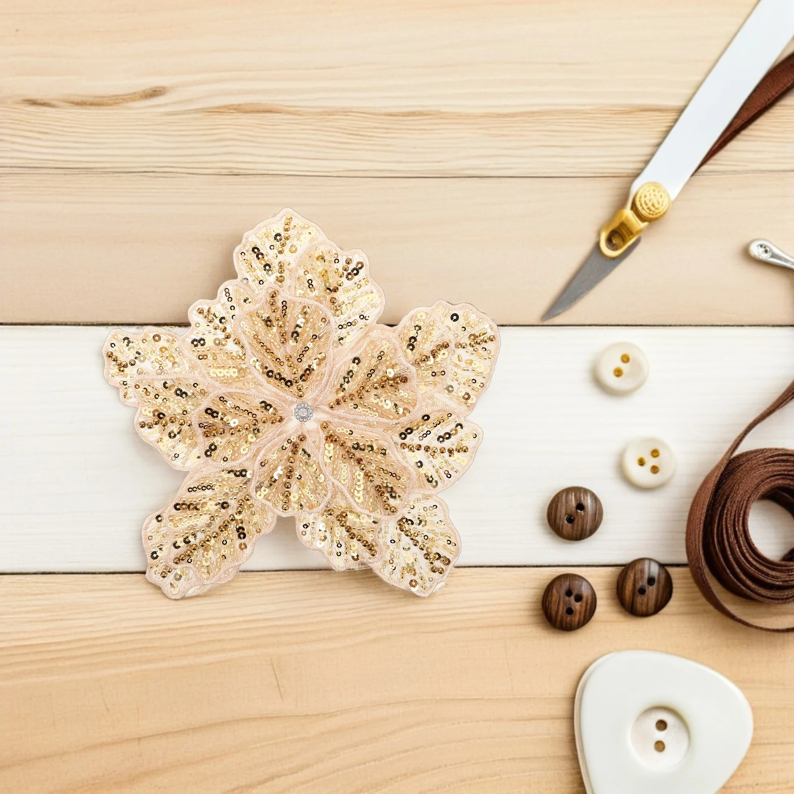 

Sequin Floral Embroidered Applique Beaded Flower Patches For Clothing Hats Backpacks Diy Sewing Craft Handicrafts Ribbon