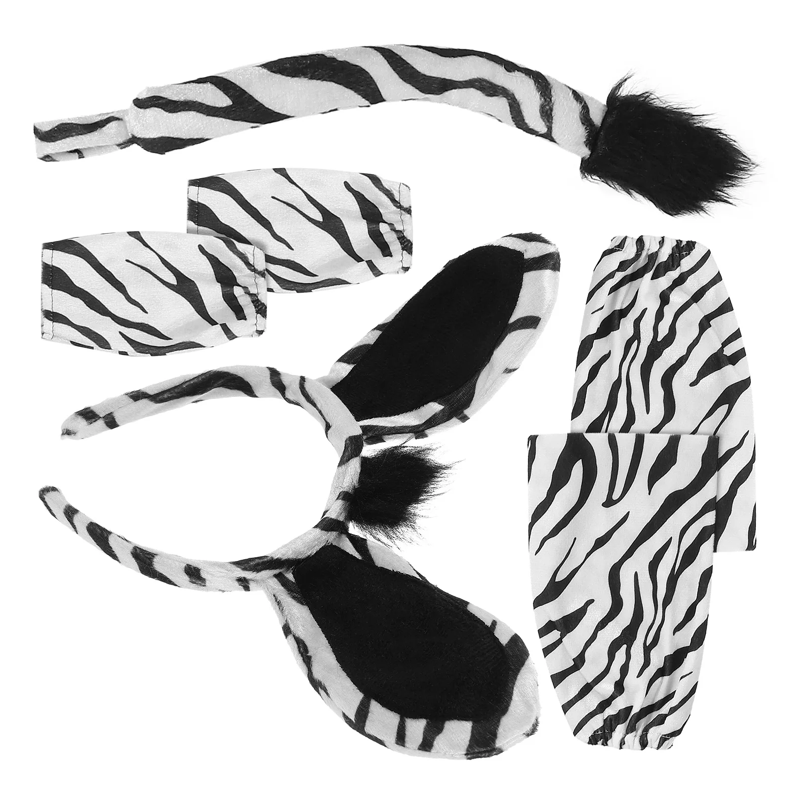 

Cartoon Headband Set Animal Costume Furry Ear Tail Kids Black Ears Hair Accessories Role Play Halloween Party