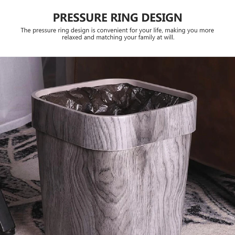 

Wooden Trash Can For Kitchen Bathroom Home Office Large Capacity Multifunctional Waste Classic Design Garbage Bin Wood Grain