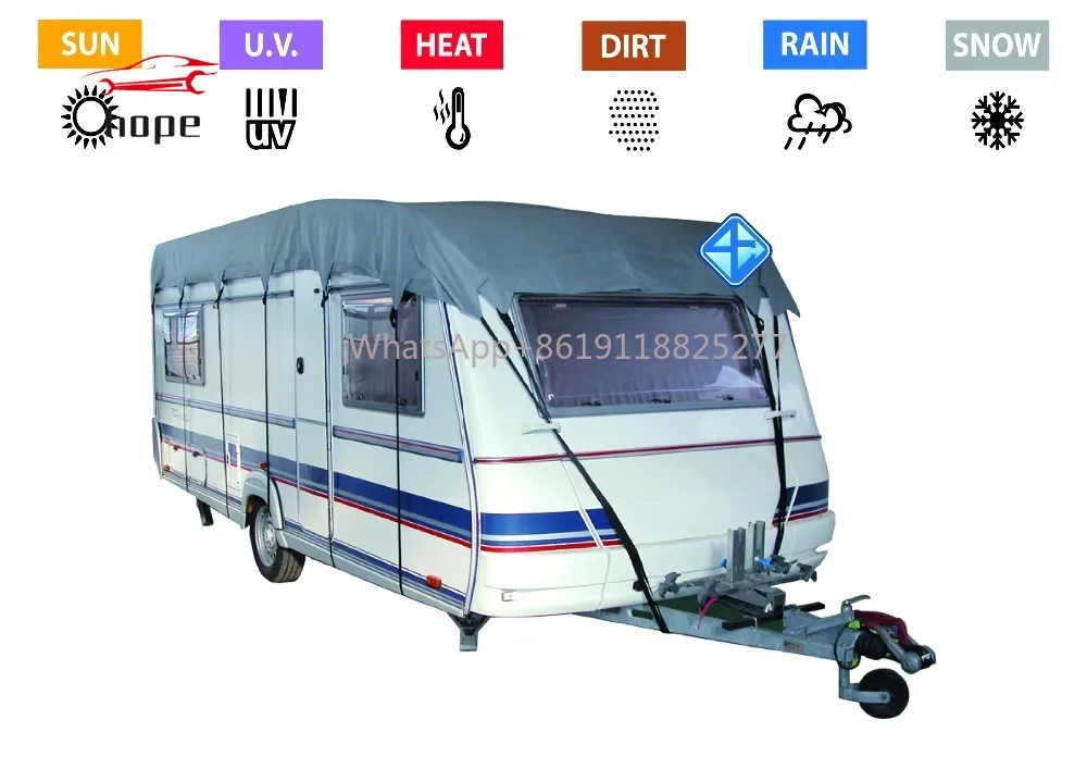 Factory custom size caravan motorhome RV cover waterproof sunshade camper RV cover  travel trailer cover