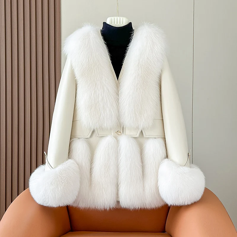 Fall/Winter 2023 Haining New Fox Fur Fur Coat Women\'s Mid-Length Fur Integrated Goose down Liner Young