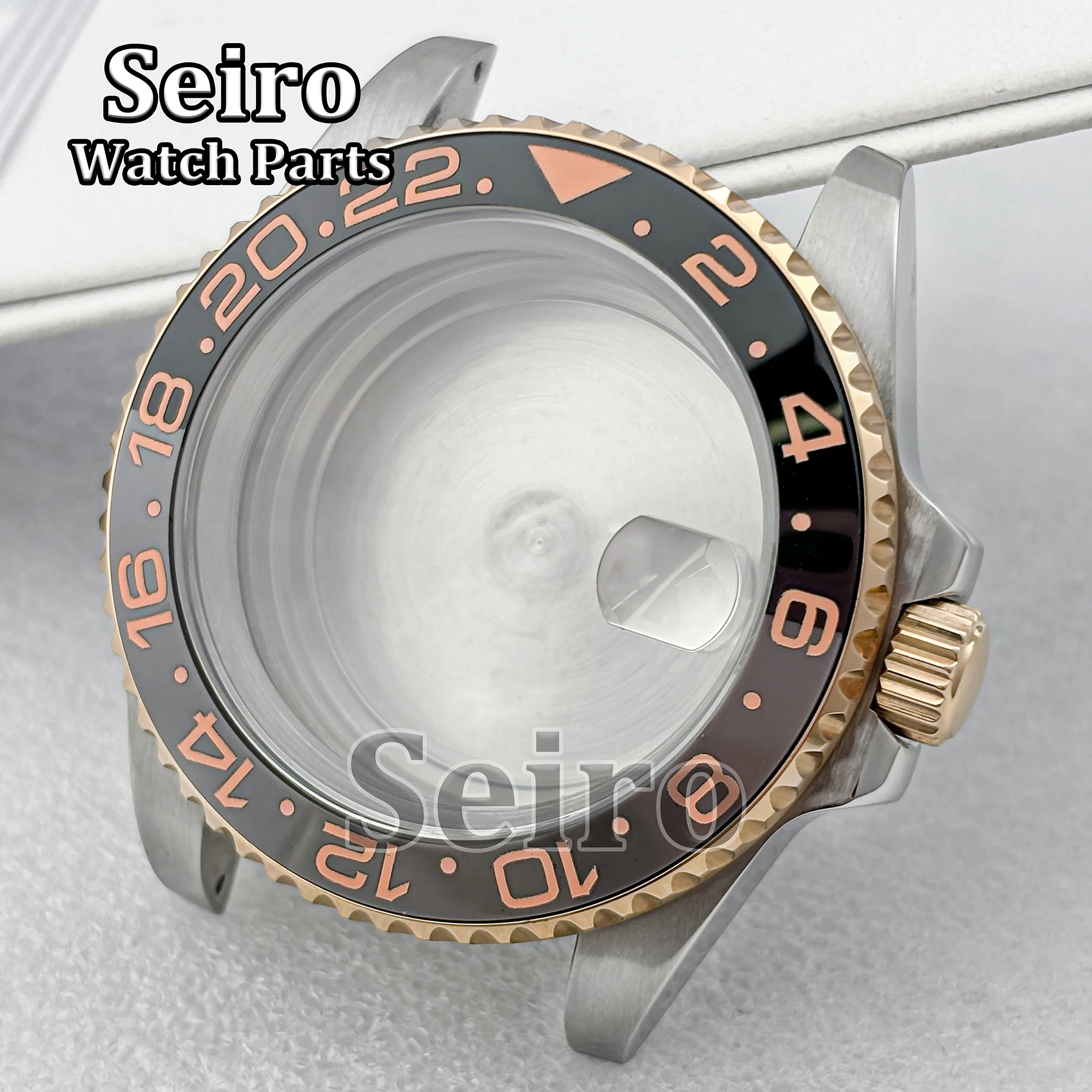 NH35 Case 40MM Sapphire Glass 10ATM Waterproof Silver Rose Gold Watchcase for GMT NH34 NH36 Movement Watch Accessories