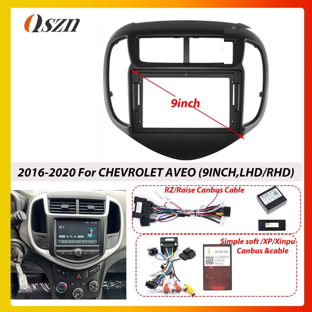 QSZN 9 inch Car radio Frame Fascia For  Chevrolet Aveo Sonic 2016-2020 Panel Dash Installation Dashboard Double Din CD DVD Frame