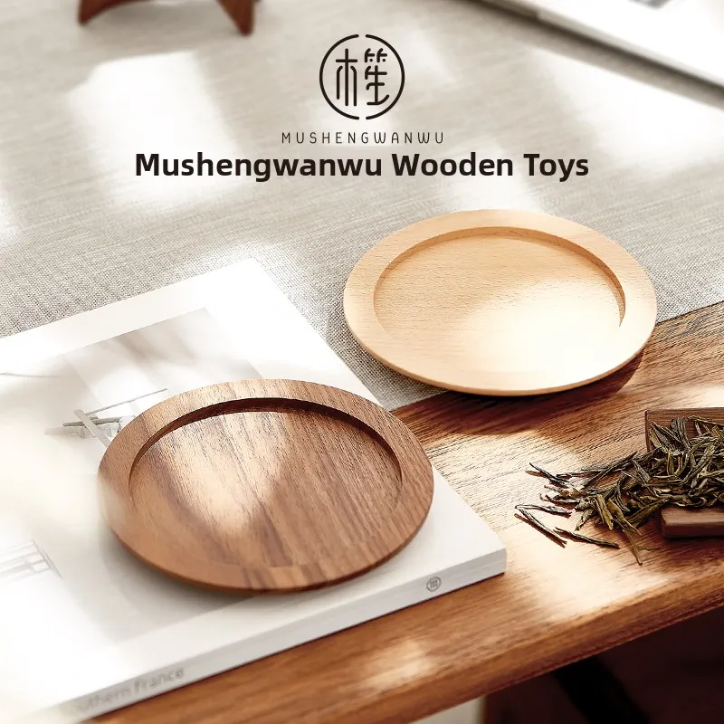 

Heat Resistant Pad Real Wood Coffee Table Mat Anti-Scalding Cup Coaster Creative High-End Simple Chinese Sle round Wood