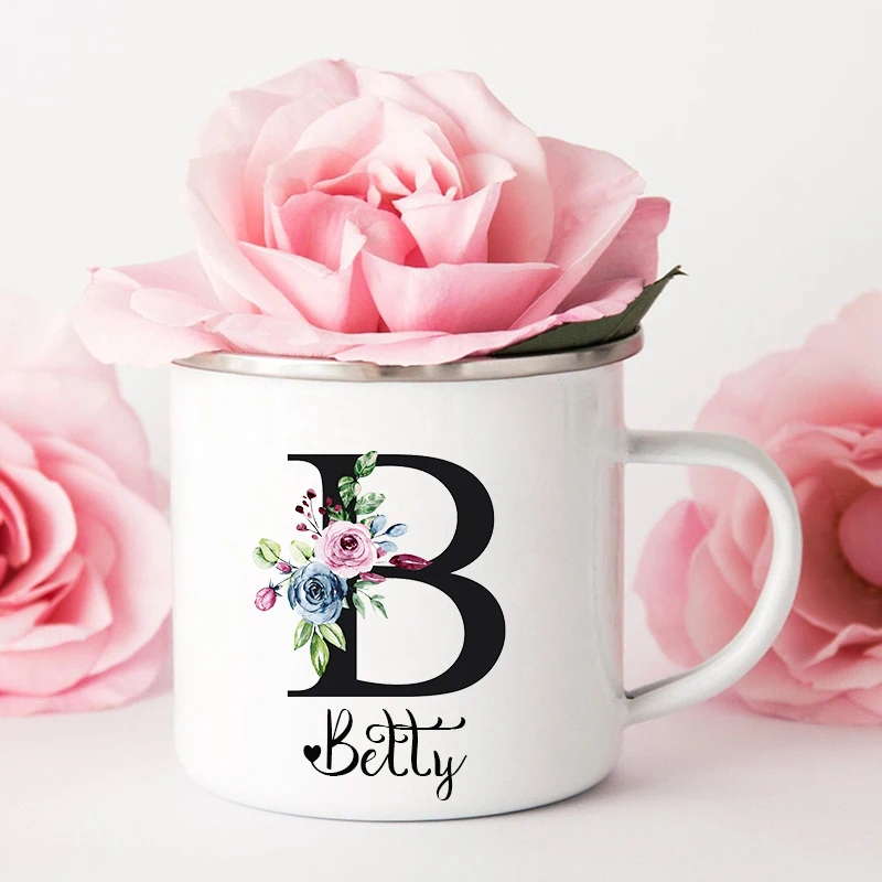 Personalized Mug Floral Initial Name Cup Custom NameTea Coffee Hot Chocolate Mug Bride Bridesmaid Mothers Day Gift for Her