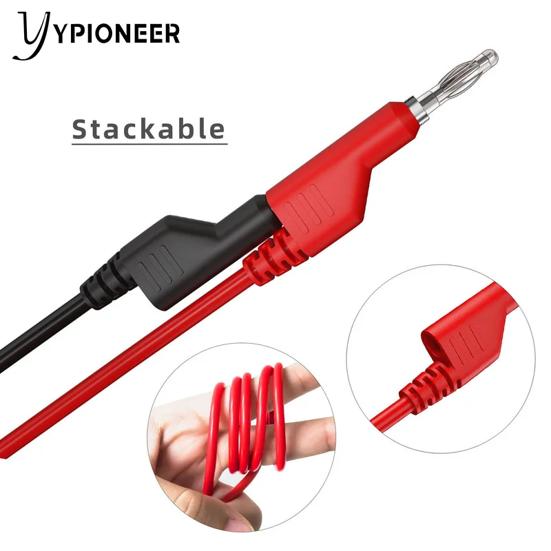 YPioneer P1036 4mm Stackable Banana to Banana Plug Test Leads with 10PCS Full Insulated Copper Alligator Crocodile Clips