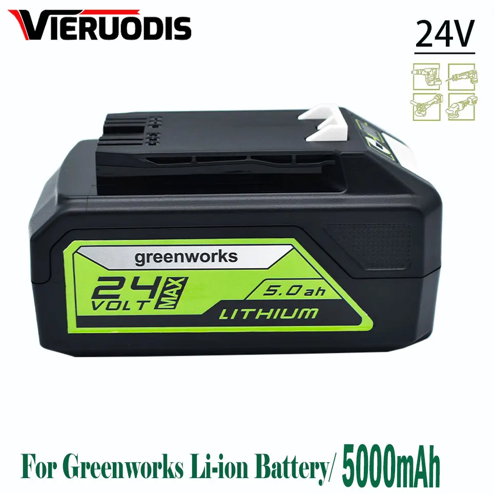 24V 6.0Ah Lithium-ion Replacement Battery G24B2 for Greenworks ALL devices of 24V tools 29842 29852 BAG708 29322 21342