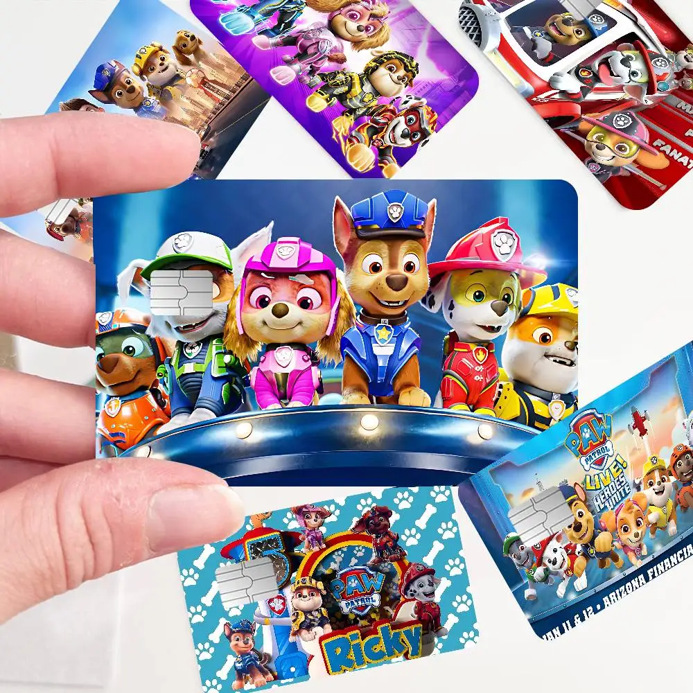 P-Paw Cartoon Animal P-Patrols Fashion Matte Gold Silver Black Matte Film Skin Sticker Tape for Bank Credit Debit Card