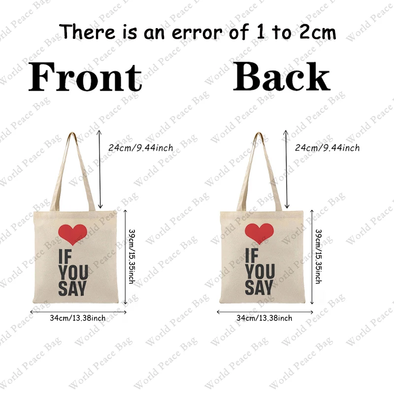 1 pc Love If You Say Kpop patternTote Bag Canvas Shoulder Bag For Travel Daily Commute Women's Reusable Shopping Bag