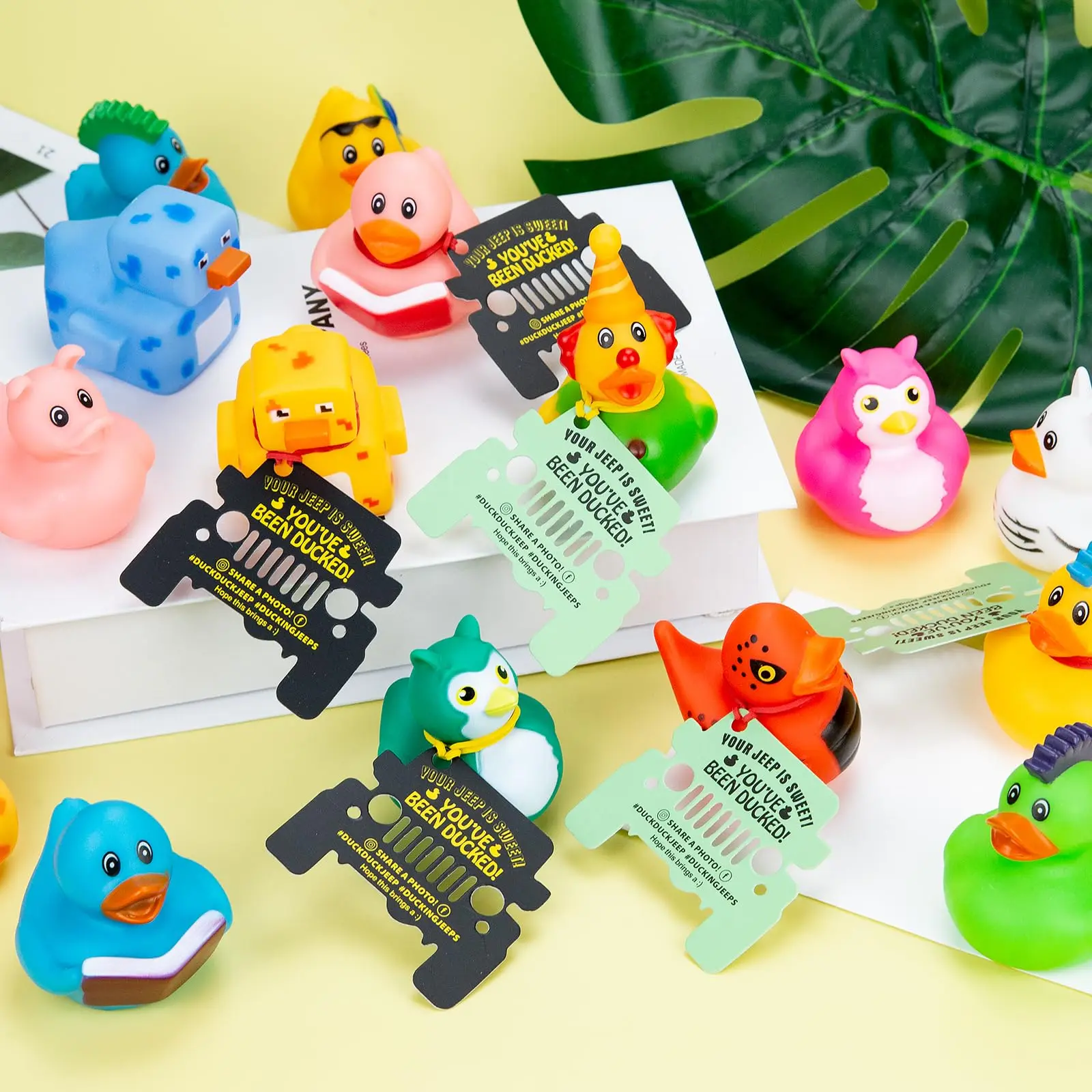 6/12 Set Rubber Duck Toy Duckies for Kids, Jeep Duck Birthday Gifts Showers Classroom Incentives, Summer Beach and Pool