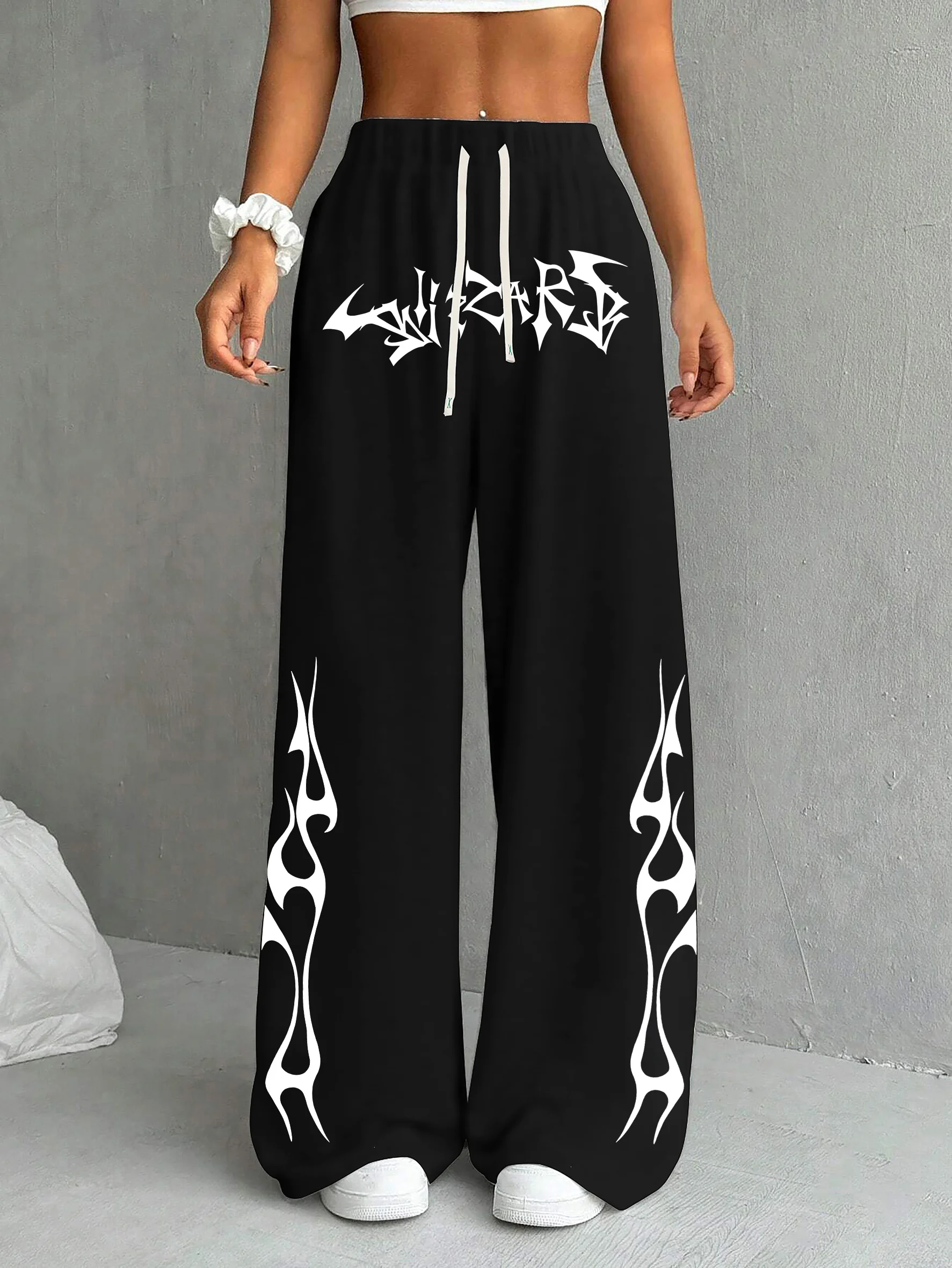 

Y2K Dark Street Retro Letter BLIZZARD Pattern Flame-shaped Pattern Printed Men's and Women's Trousers