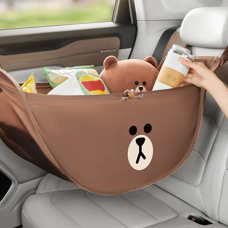 Car Seat Back Storage Bag Anime Cartoon Portable High Capacity Car Hanging Sundries Net Pocket Pouch Gifts Car Storage Organizer