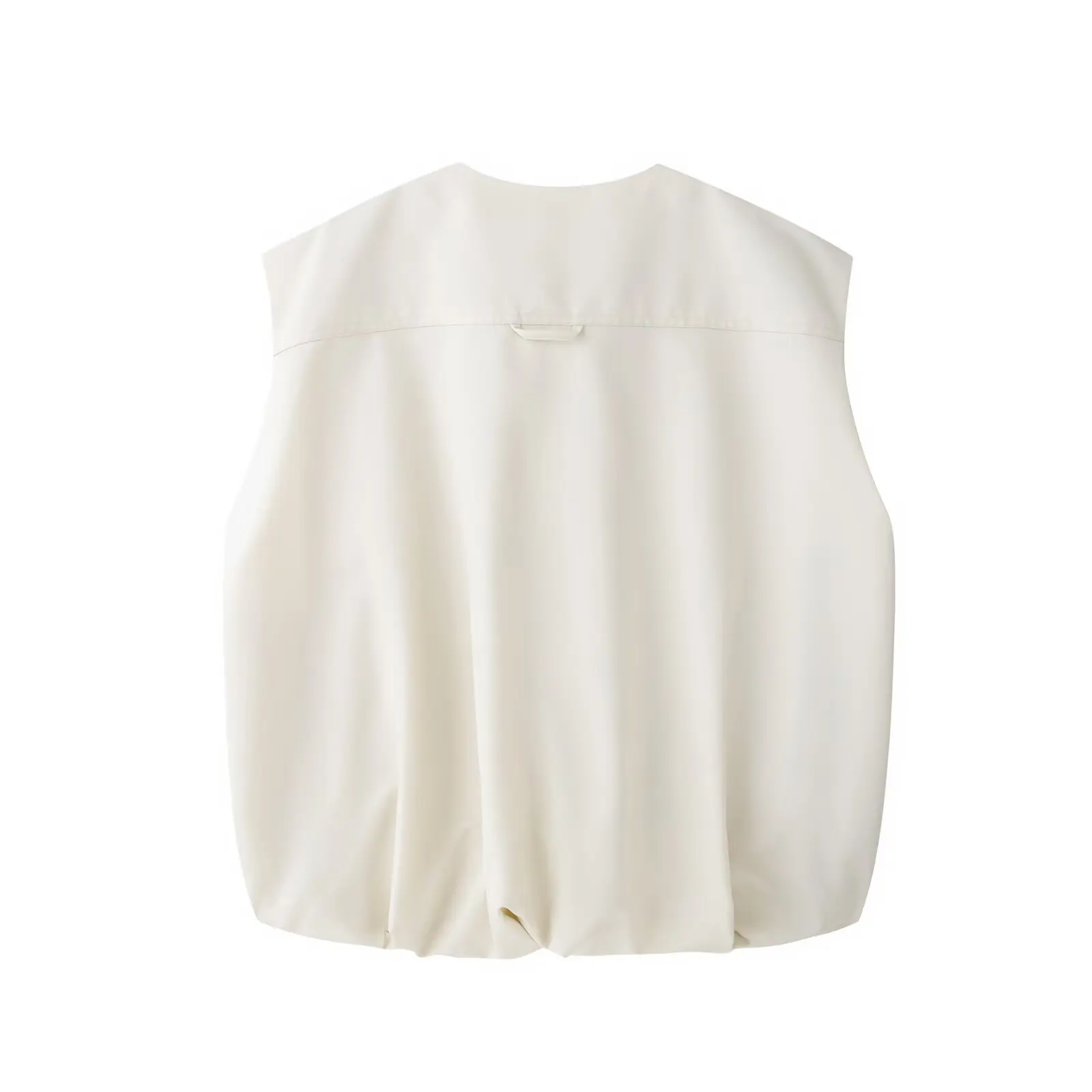 DUOPERI Damesmode met zakken Geplooid effen vest Mouwloze jassen O-hals vest Vrouwelijke chique tanktops