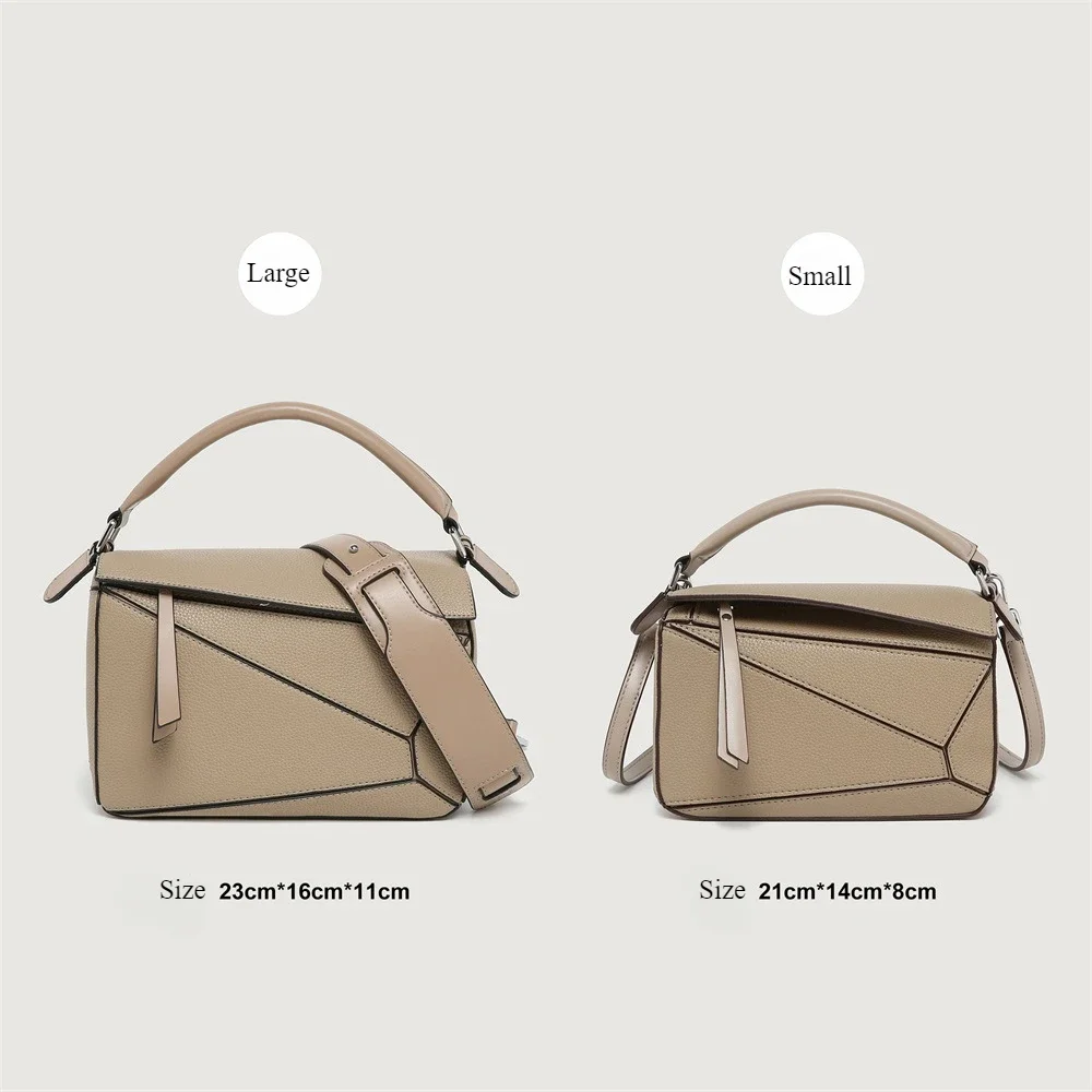 Simple Portable Geometric Bag, Style New Versatile Splicing Lychee Pattern Messenger Bag, Light and Large-capacity Bag Handbags